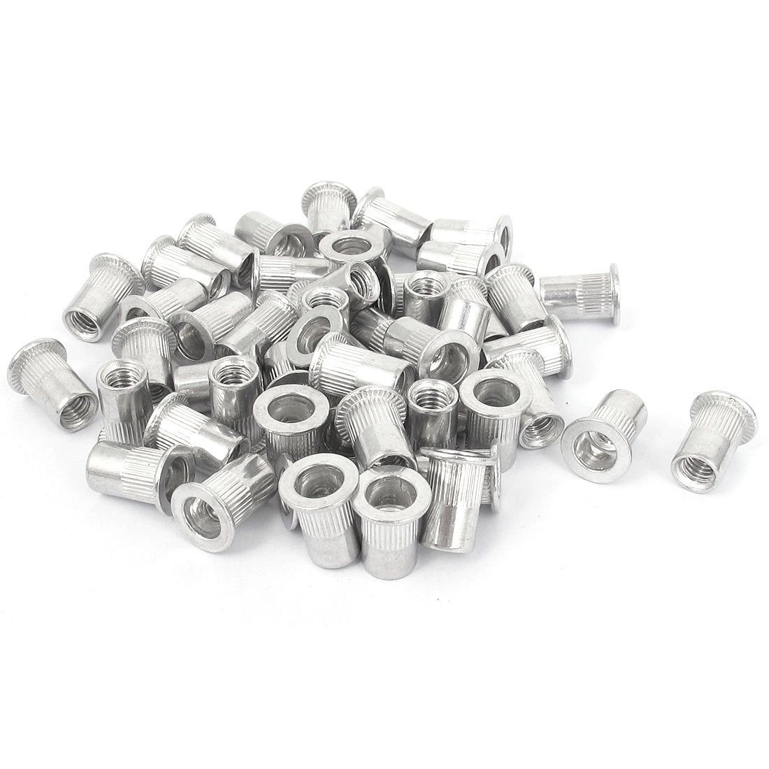 50 Pcs M6x15mm Flat Head Ribbed Body Rivet Nut Insert Nutserts
