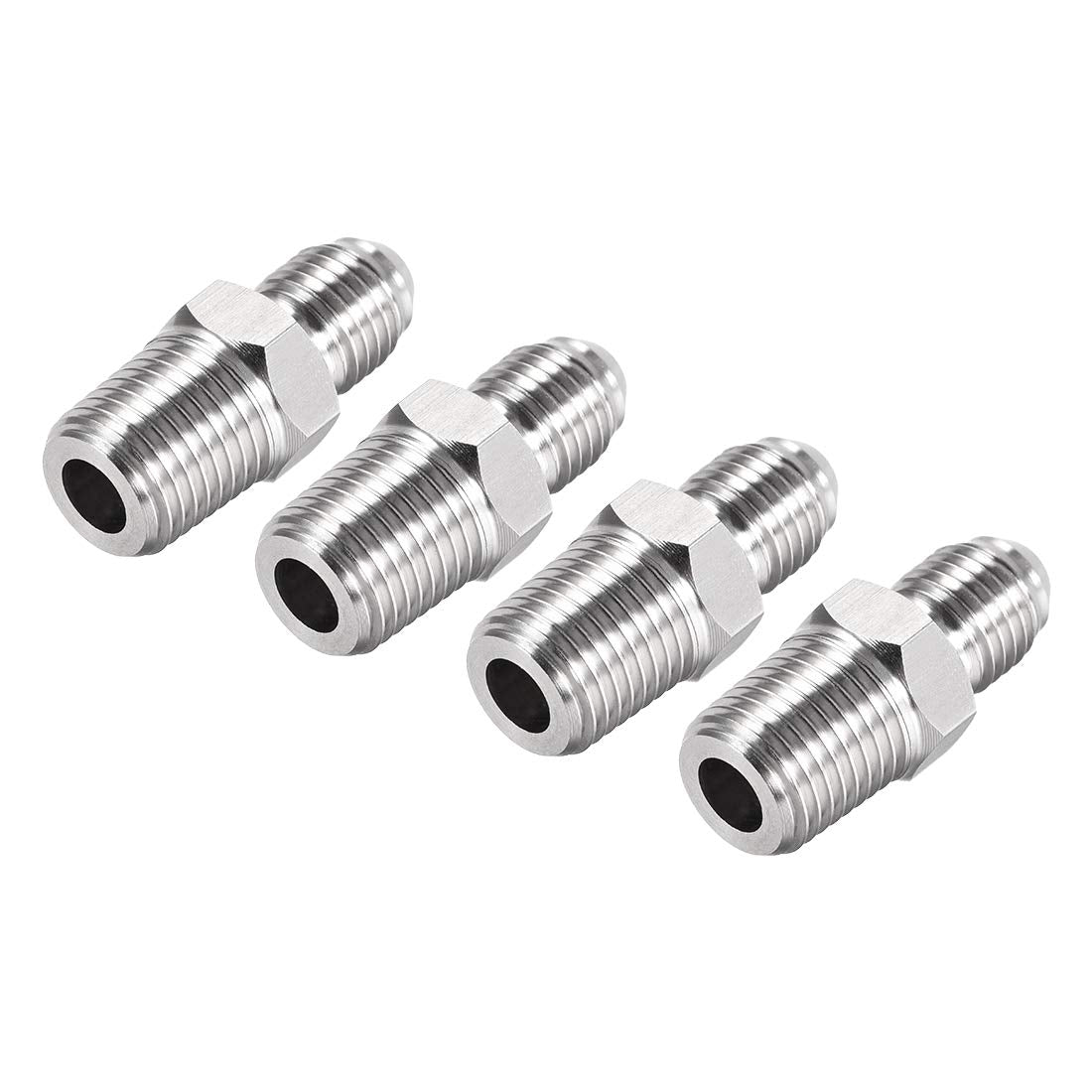 Hex Nipple 1/4 NPT X 7/16-20UNF 304 Stainless Steel Pipe Tube Fitting 4Pcs