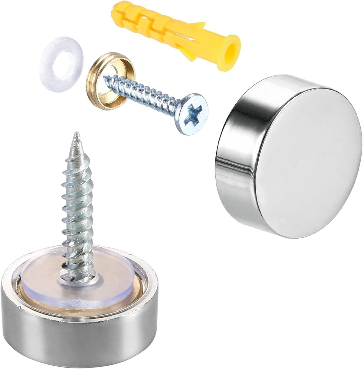 Mirror Screws, 19mm/0.75", 10pcs Decorative Cap Fasteners Cover Nails, Electroplating, Bright Silver Metal
