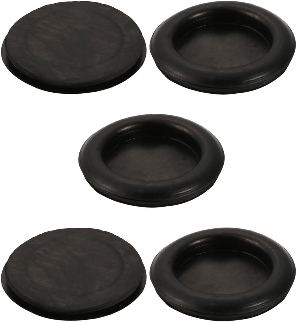 5pcs Wire Protective Grommets Black Rubber 55mm Dia Single Side Grommets