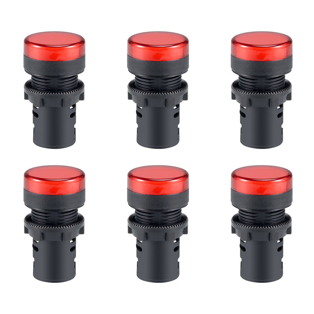 Indicator Lights AC/DC 24V, Red LED, Flush Panel Mount 7/8" 22mm, 6Pcs