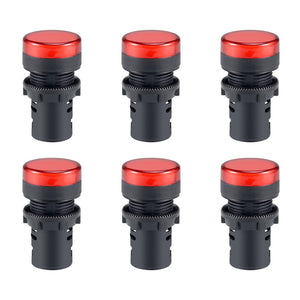 Indicator Lights AC/DC 24V, Red LED, Flush Panel Mount 7/8" 22mm, 6Pcs