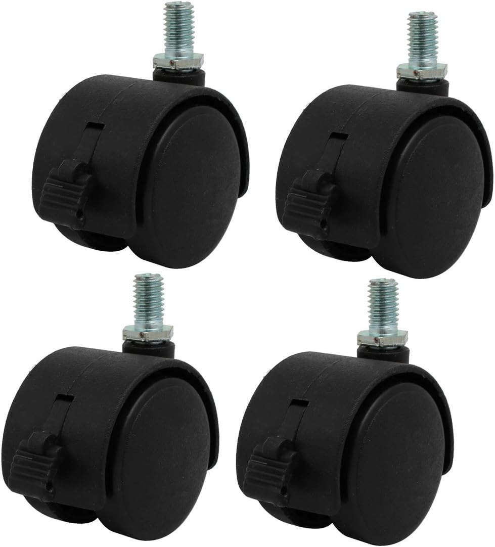 1.5'' Diameter Wheel M8 Thread 360 Degree Rotatable Swivel Caster Black 4pcs