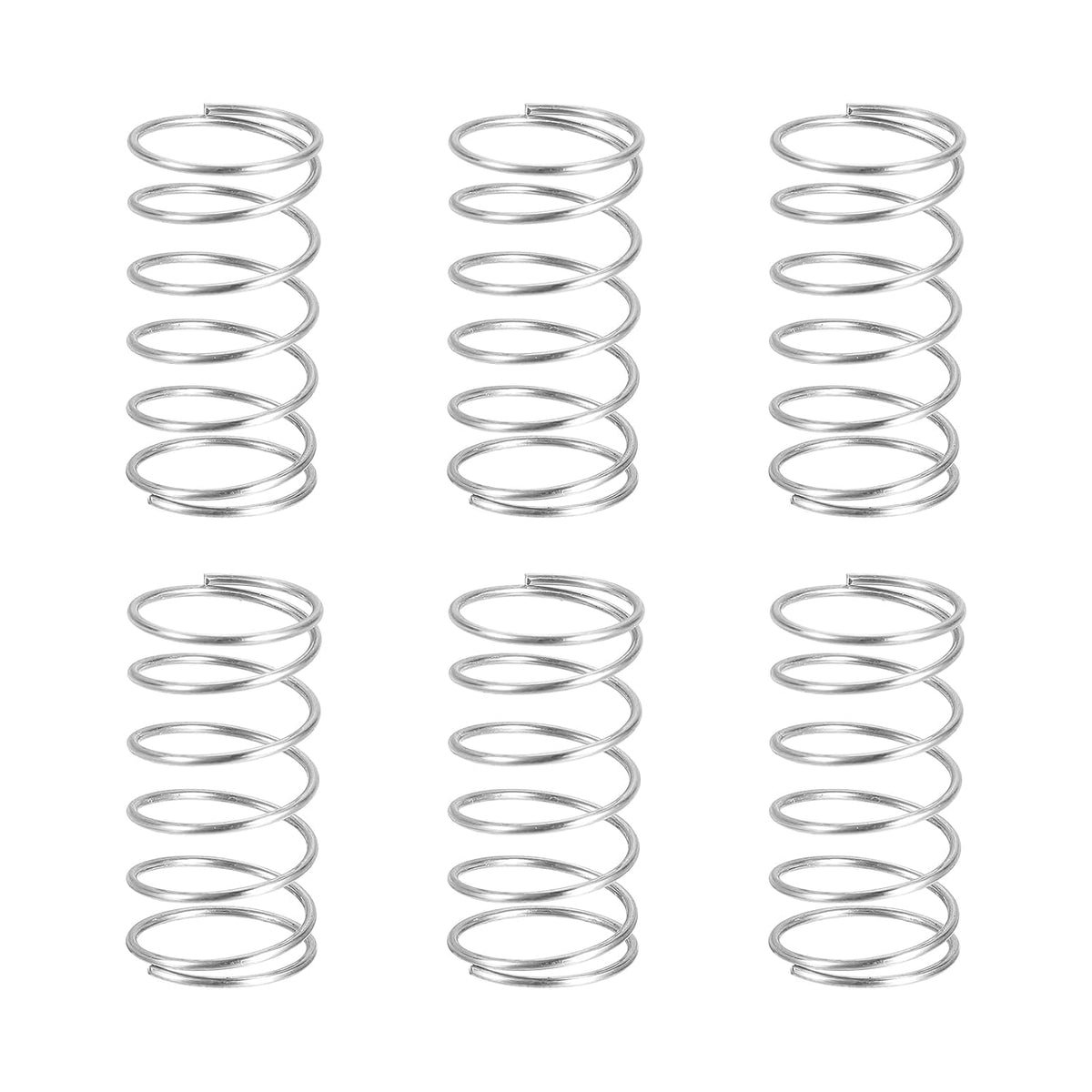 6Pcs Compression Springs, 1mm Wire Diameter x 16mm OD x 30mm Length 304 Stainless Steel Extension Spring Ballpoint Pen Pressure Springs for Shop Home Repairs, Silver