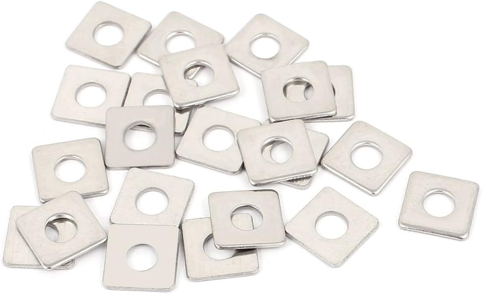 M4 x 10mm Square Stainless Steel Flat Repair Plate Silver Tone 20pcs