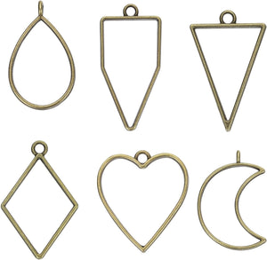 30Pcs Alloy Open Bezel Pendants, Hollow Frame Pendant Geometric Open Back Frame Pendant for Resin Jewelry Making Earrings Necklace Bracelet DIY, 3 Color Mixed