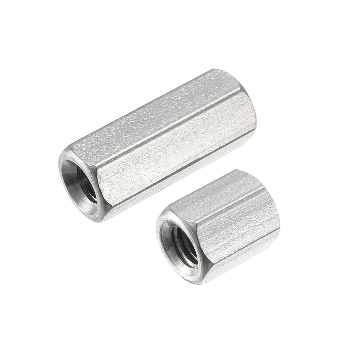 Hex Coupling Nuts - 10mm/20mm Length M5 Metric 304 Stainless Steel Long Threaded Rod Hexagon Nuts, Silver, Pack of 8