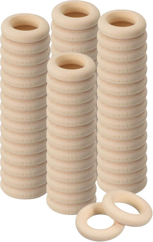 150Pcs Natural Wood Rings, 25mm/0.8inch Unfinished Smooth Macrame Circles Wooden Ring for Crafts DIY Projects Macrame Jewelry Pendant Making (6mm Thick)