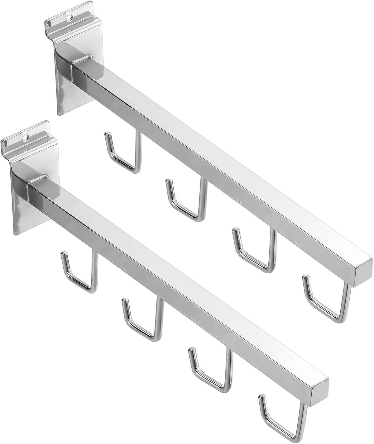 2 Pack Slat Wall Clothes Hangers, 12 Inch Waterfall Rack Slat Wall Hooks Heavy Duty Slat Wall Hooks Accessories for Clothing Retail Display, Silver