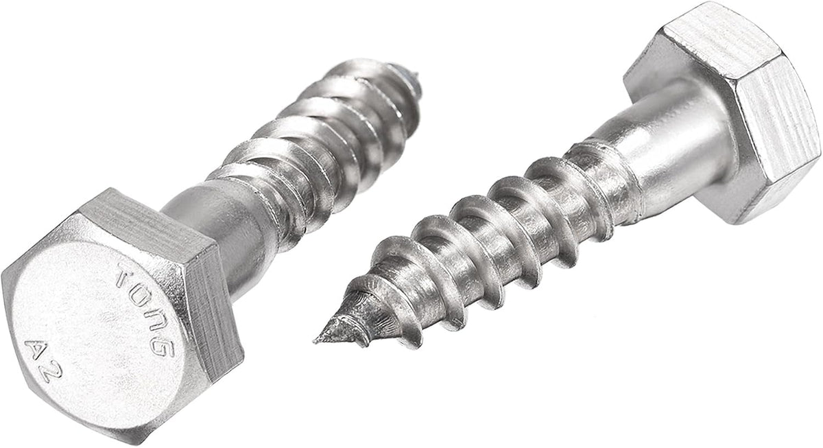 Hex Lag Screws, M10 x 40mm 304 Stainless Steel Half Thread Self-Tapping Bolts for Wood Screw 10Pcs