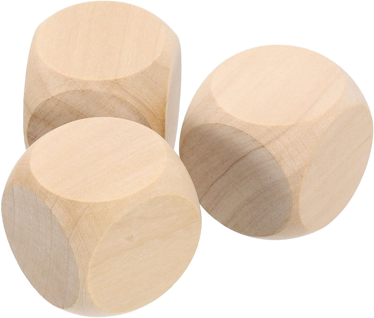 3pcs Blank Wooden Dice, 40mm 1-1/2 inch Unfinished Wooden Cube Rounded Corners Square Block for DIY Craft Projects