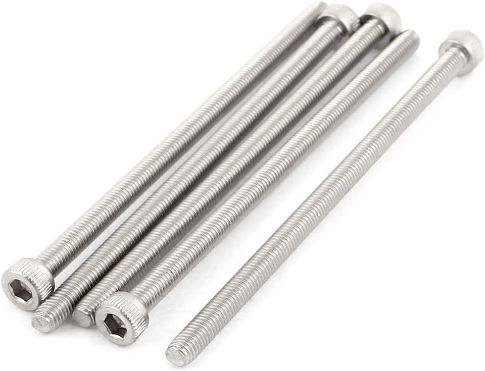 M5x100mm Thread 304 Stainless Steel Hex Socket Head Cap Screw Bolt DIN912 5pcs