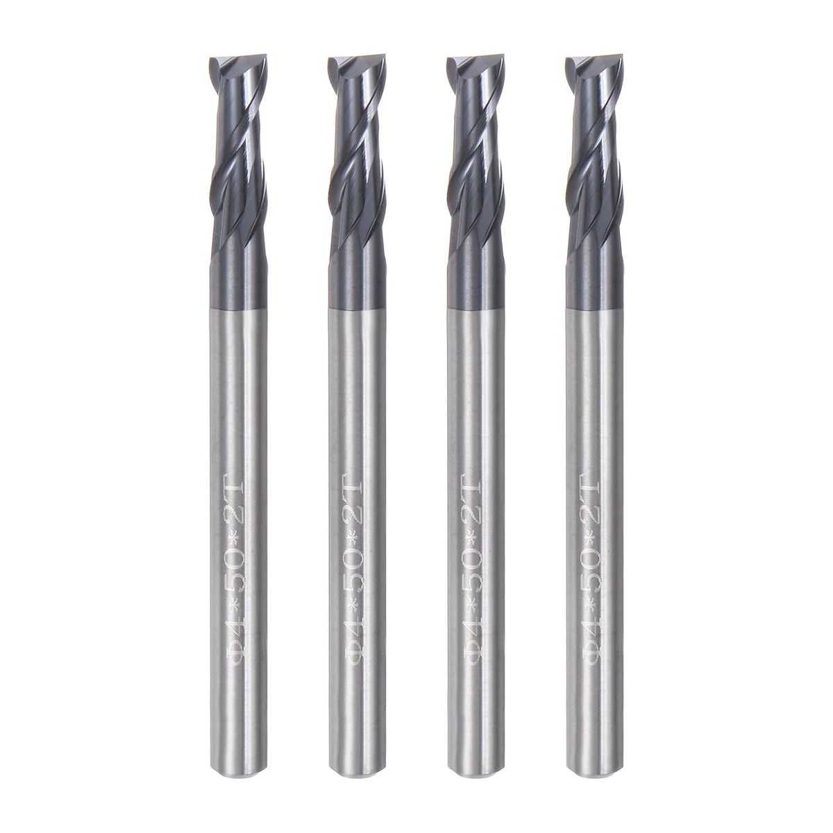 4pcs 4mm Dia 4mm Shank Square Nose End Mill 2 Flutes HRC45 Carbide AlTiN Coated CNC Router Bits Cutter Tools for End Milling CNC Machining