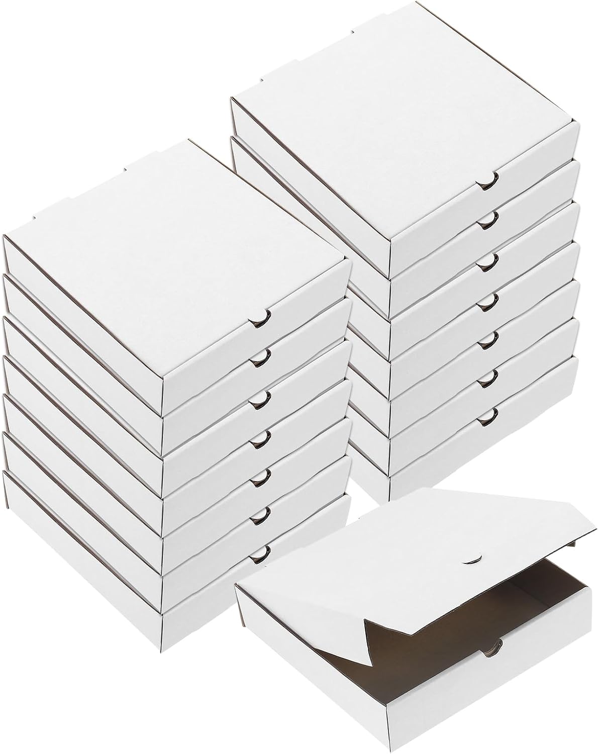 Pizza Box, 15pcs 6 x 6 Inches - Cowhide Paper Mini Pizza Boxes, Square Corrugated Storage Container for Cake Cookies Pizza Party (White)