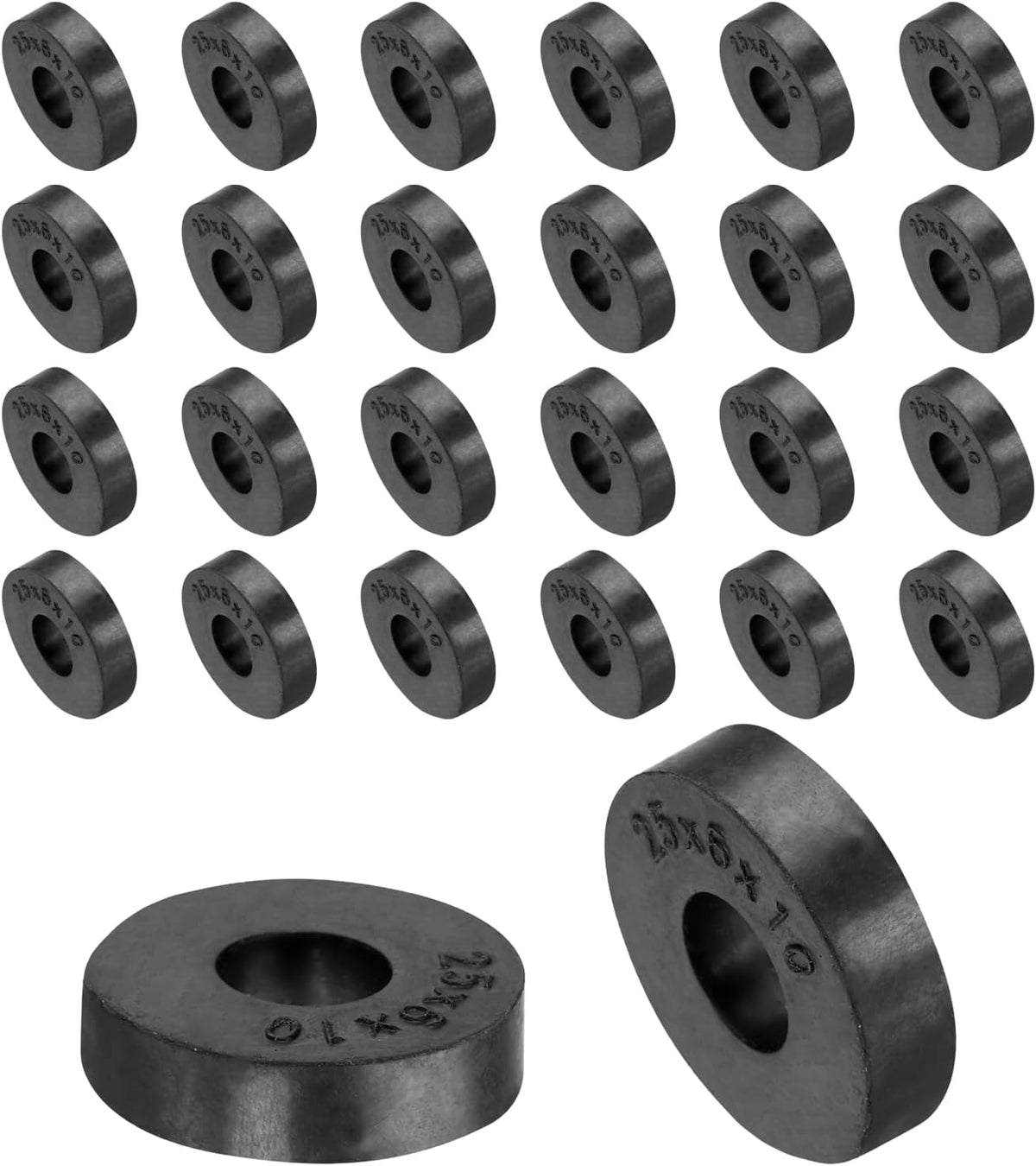 36pcs Rubber Spacers 25mm OD, 10mm ID, 6mm Height Round Anti Vibration Spacer Rubber Bushing Grommets Thick Rubber Washers for Home Car Accessories