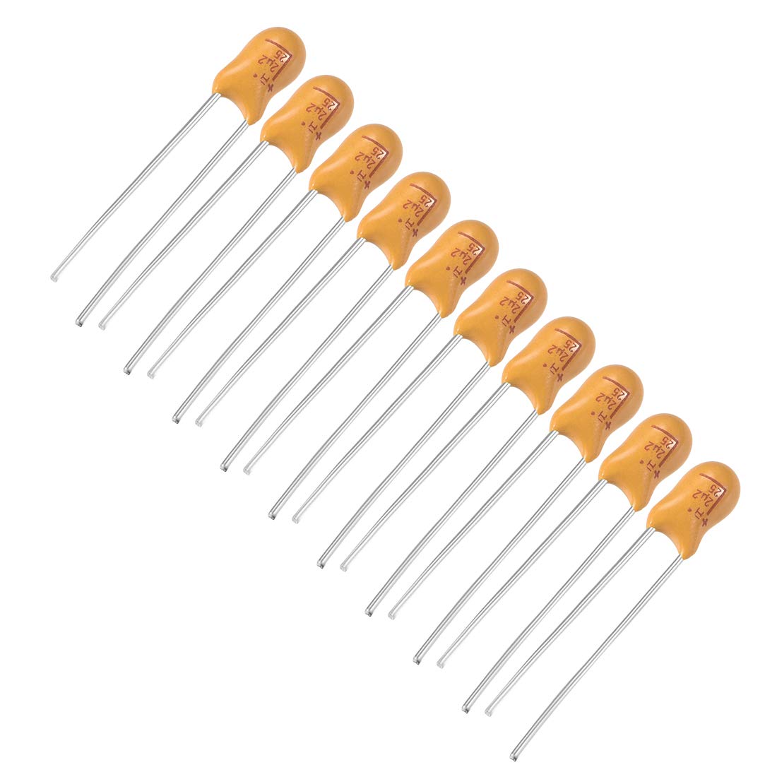 2.2uF Tantalum Capacitor, 25V 2 Pin Yellow Radial Electrolytic Capacitor Dipped Tantalum Bead Capacitors 10pcs