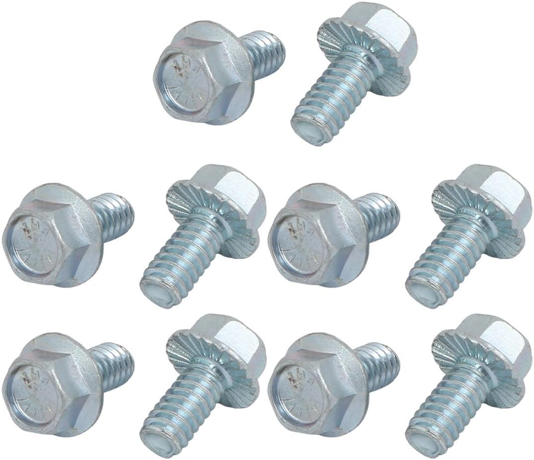 10Pcs 1/4-20 x 1/2 Inch Thread Carbon Steel Hex Serrated Head Flange Screw Bolt