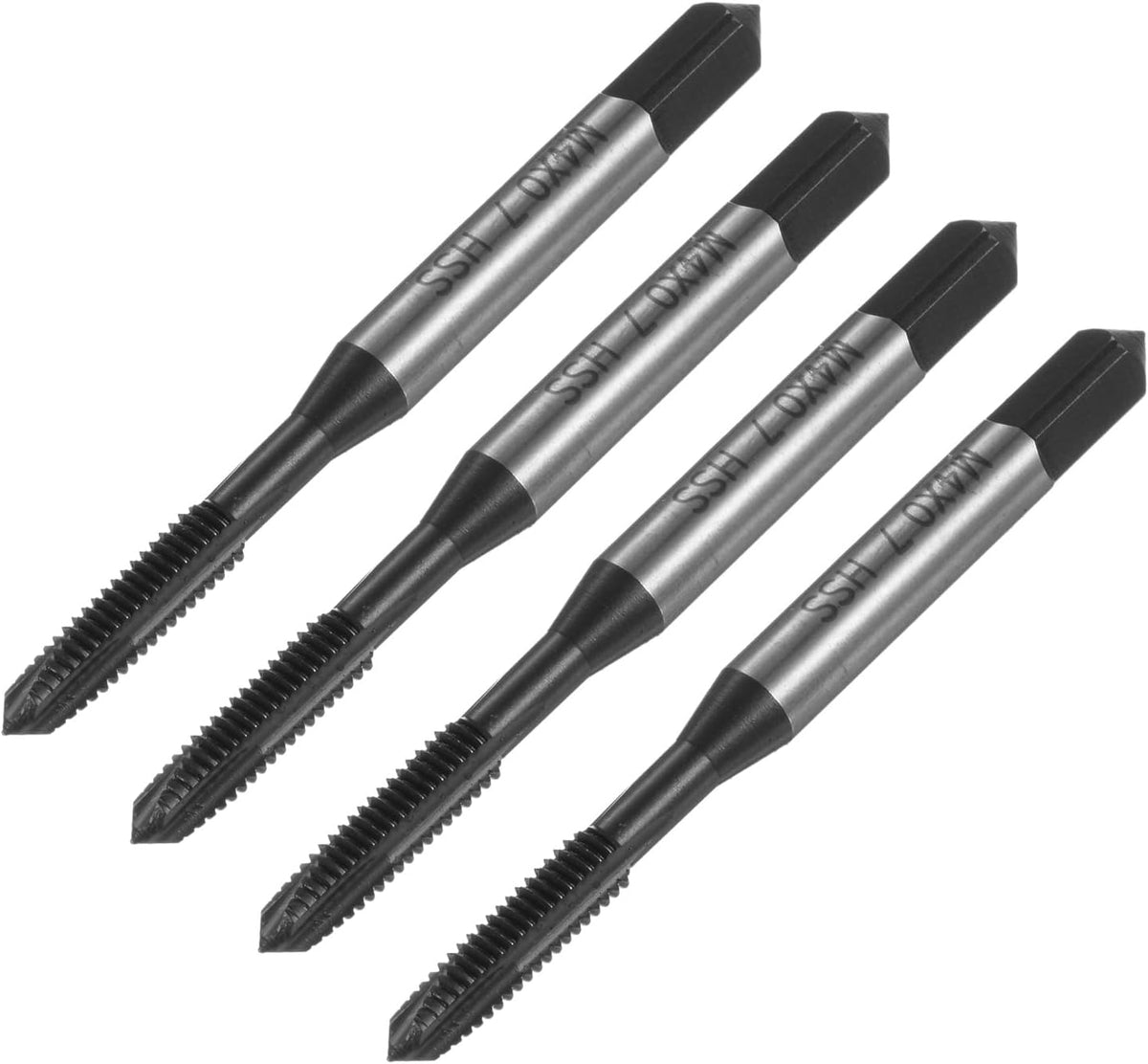 4pcs Metric Spiral Point Thread Taps, M4 x 0.7 H2 Nitride Coated Screw Tap, Fully Ground High Speed Steel 6542 Machine Tapping Threading Tool for Machinist Thread Repair