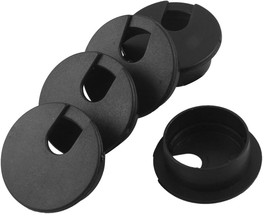 Computer PC Desk 1.3" Dia Flip Grommet Organizers Cable Hole Cover 5 Pcs Black
