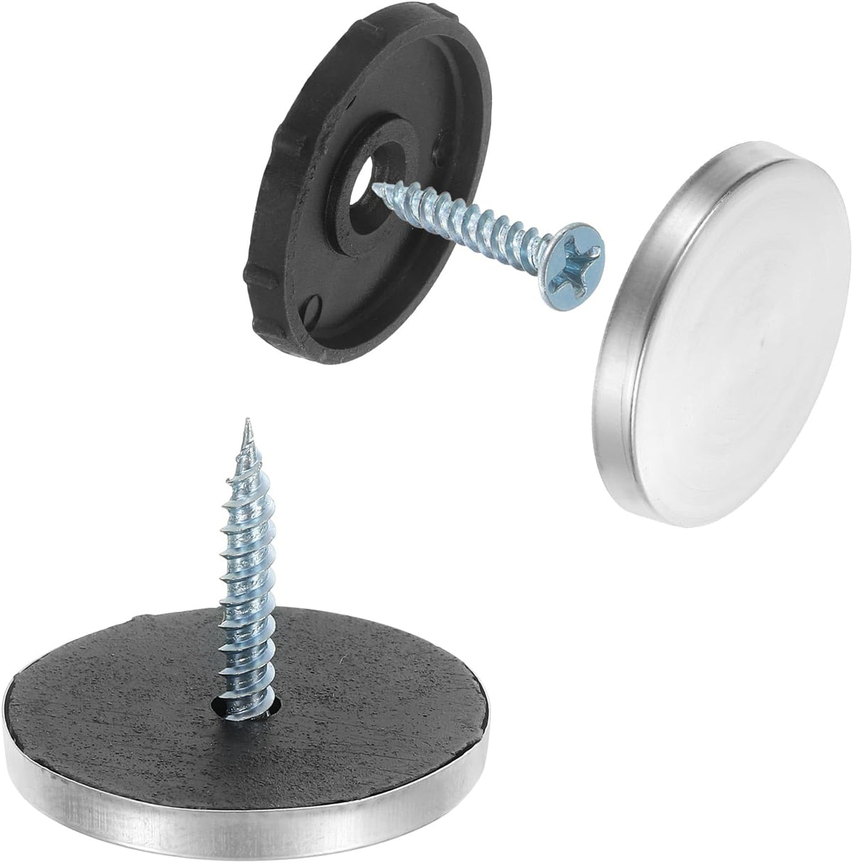 36pcs Screw Covers Caps, 30mm Dia Stainless Steel Mirror Screws Decorative Cover Caps Nails Flat Gasket Mirror Screw Fasteners for Sign Advertising Hardware Construction, Silver