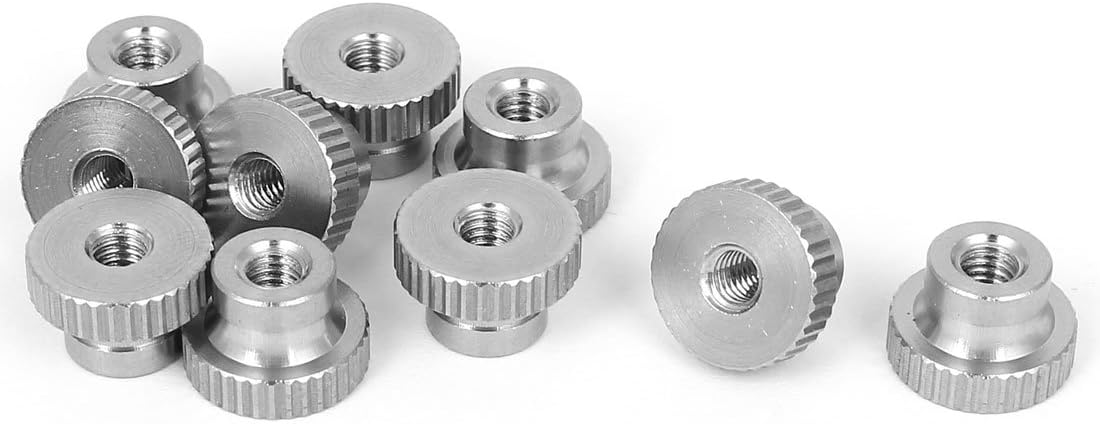 Knurled Thumb Nut, 10Pcs M4x0.7mm 304 Stainless Steel Round Knobs Fasteners for 3D Printer Parts, Silver Tone