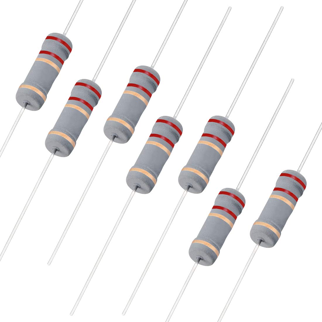 200Pcs 2.2 Ohm Resistor, 2W 5% Tolerance Carbon Film Resistors, 4 Bands for DIY Electronic Projects and Experiments