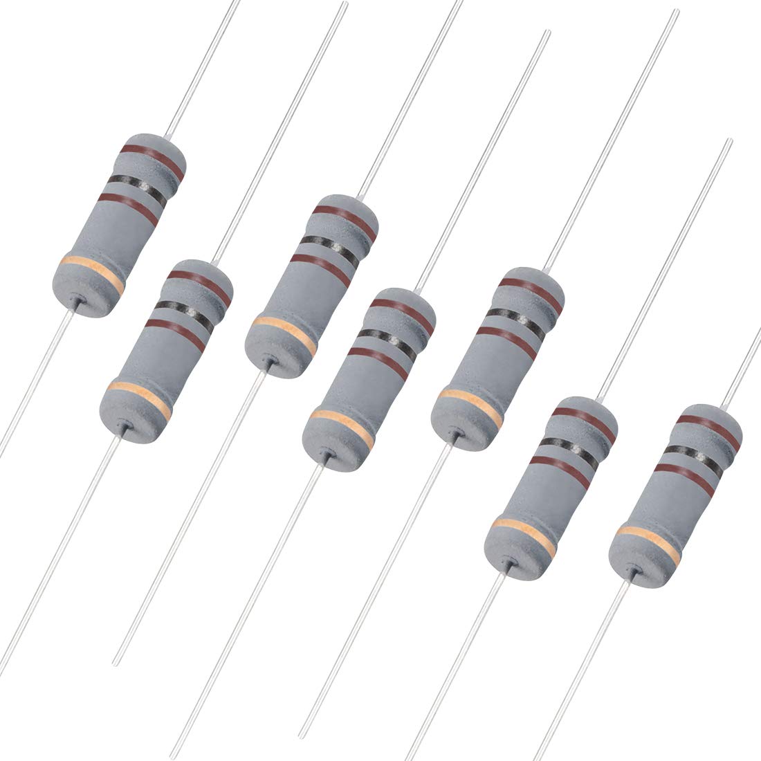 200Pcs 100 Ohm Resistor, 2W 5% Tolerance Carbon Film Resistors, 4 Bands for DIY Electronic Projects and Experiments