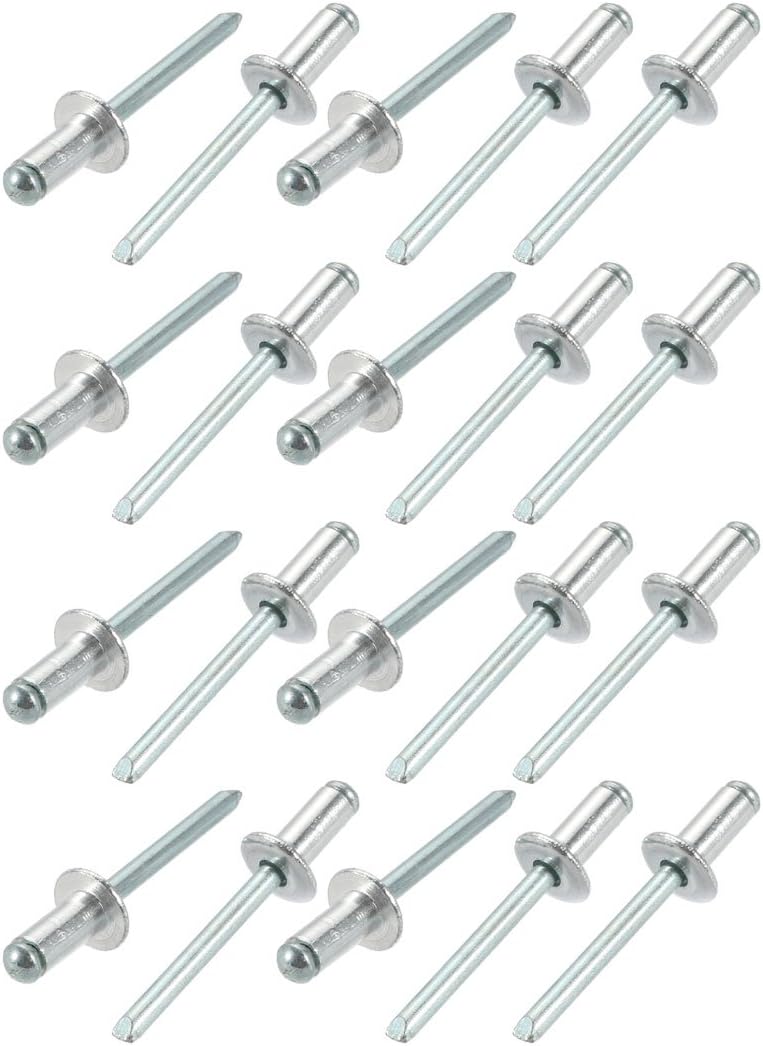 20 Pcs 6.4mm x 13mm Aluminum Open End Large Flange Blind Rivets