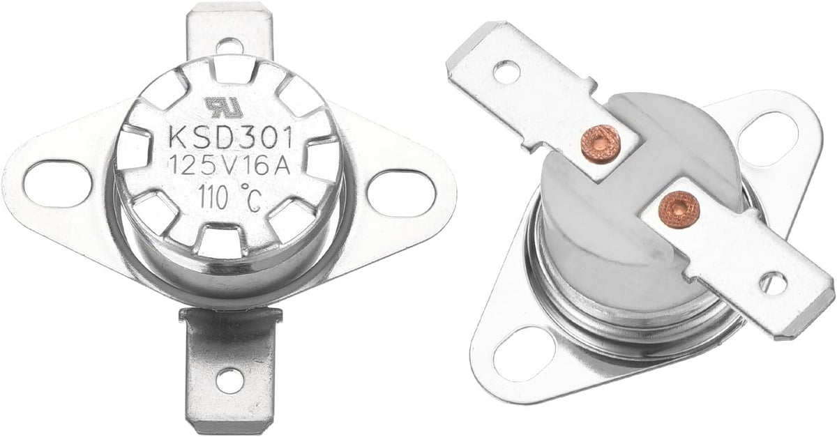 2pcs KSD301 Thermostat 110°C/230°F 16A Normally Closed N.C Adjust Snap Disc Temperature Switch for Microwaves,Oven,Coffee Maker,Ceramic Material