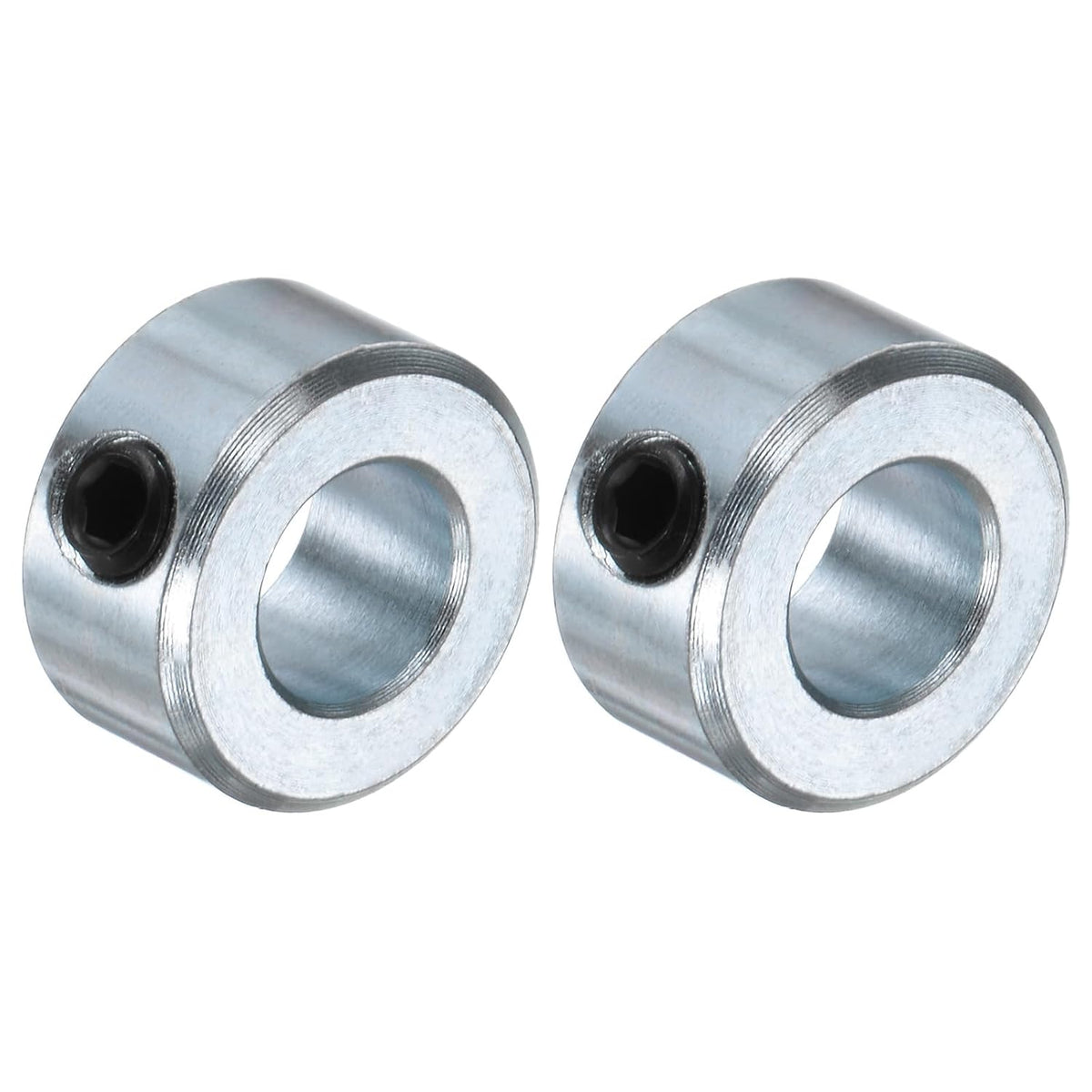 2pcs Set Screw Collars 7/16" Bore Carbon Steel Shaft Collars, 7/8" OD, 7/16" Width Axle Collar Clamp for Linear Rod Shaft Guide