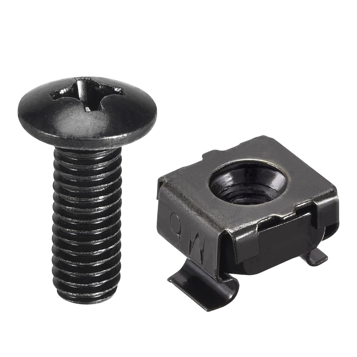 M6 x 19mm Cage Nuts and Screws Carbon Steel for Rack Mount Server Shelve Cabinet Set of 25