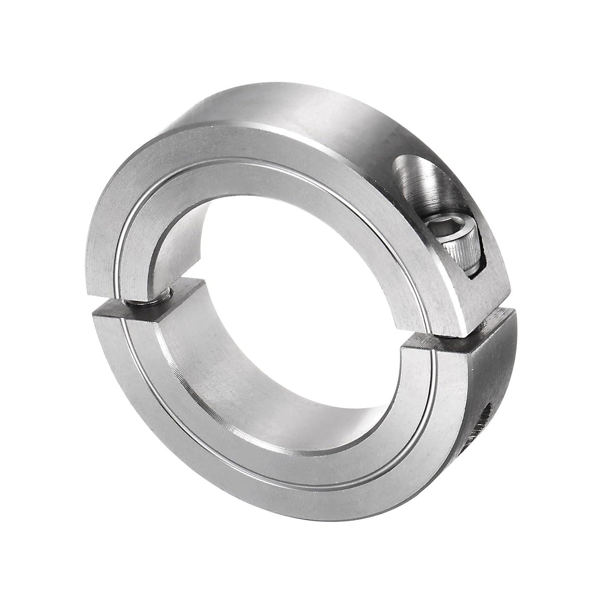 Double Split Clamp-On Shaft Collar for 1-1/2" Shaft, Two-Piece Clamping Collar, 2-3/8" OD, 9/16" Width, 304 Stainless Steel Axle Collar Clamp, Set Screw Style