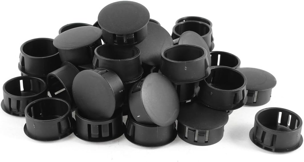 Plastic Locking Panel Hole Plugs 7/8 Inch 22mm Dia. 40 Pcs Black