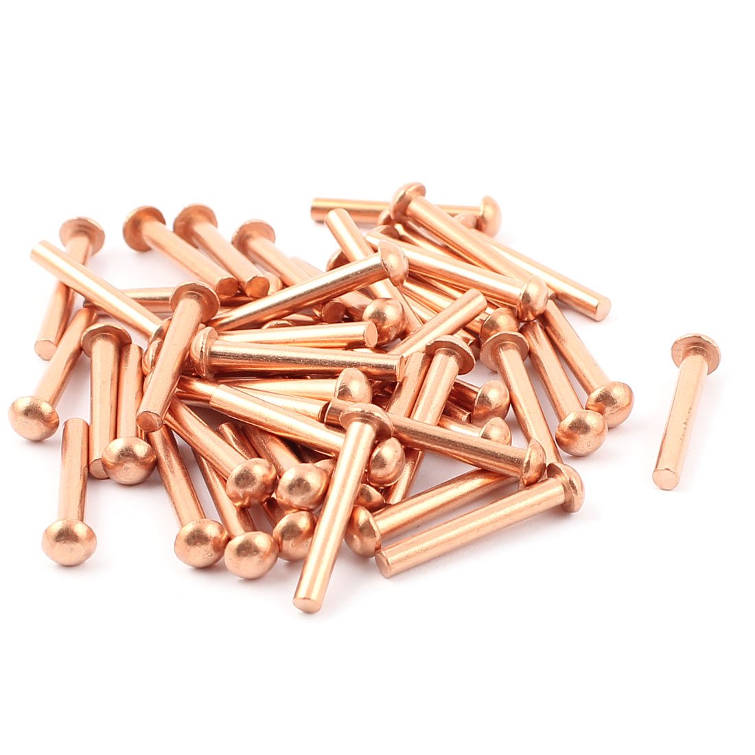 50 Pcs 1/8" x 25/32" Round Head Copper Solid Rivets Fasteners