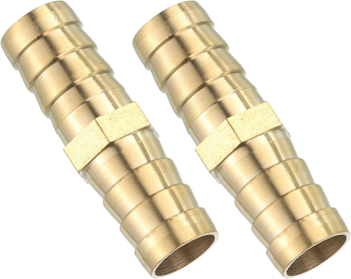2 Pcs Brass Hose Barb Fitting Straight Connector Coupler, 9/16" ID Brass Fitting Air Hose Fittings for Connecting Water Fuel Air, Oil Hoses