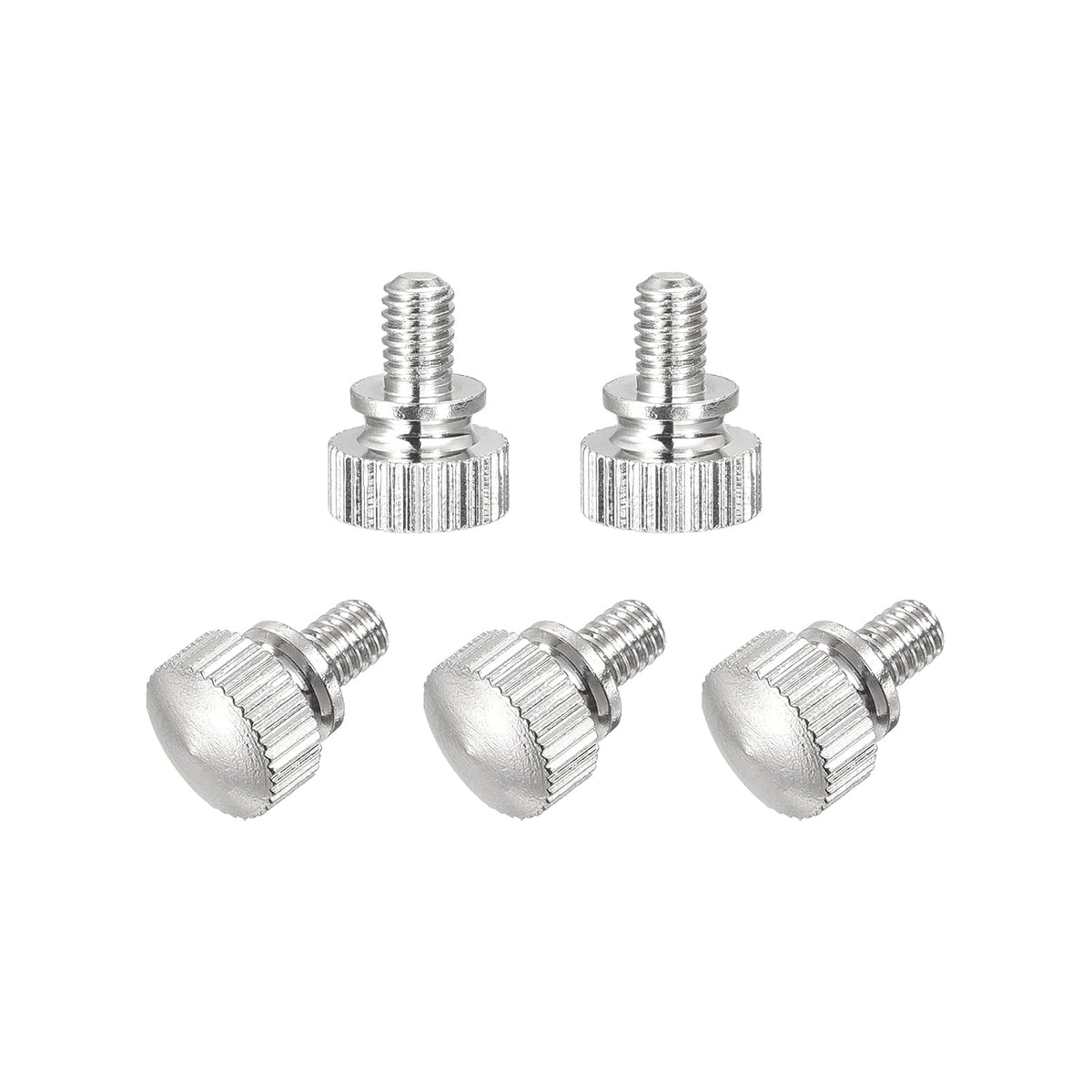 Knurled Thumb Screws, M4x6mm Brass Shoulder Bolts Grip Knobs Fasteners, Nickel Plated 5Pcs