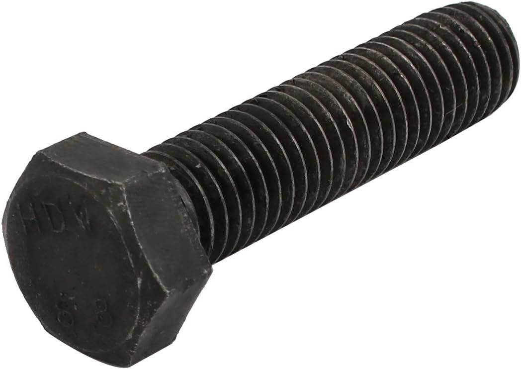 8.8 Grade M12x50mm Full Threaded Left Hand Thread Hex Head Bolt Black