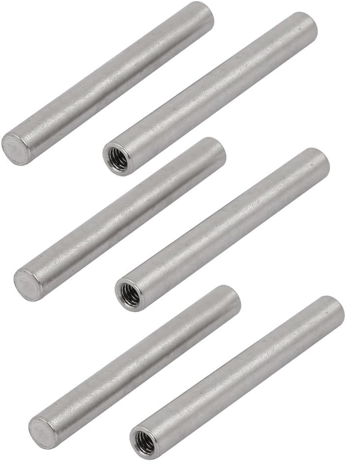304 Stainless Steel M4 Female Thread 6mm x 50mm Cylindrical Dowel Pin 6pcs