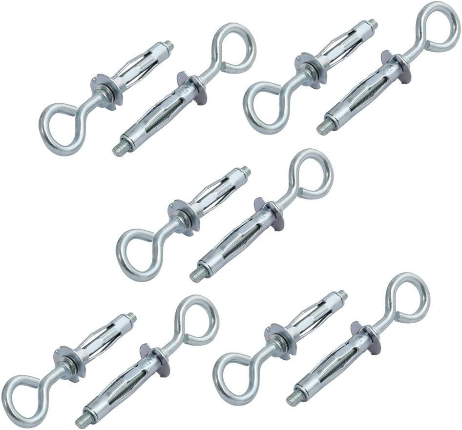 10Pcs M4 Thread 32mm Length Zinc Plated Hollow Wall Anchor Screw Eye Assortment