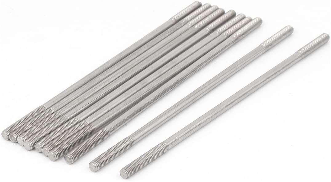 M5x150mm 304 Stainless Steel Double End Threaded Stud Screw Bolt 10pcs