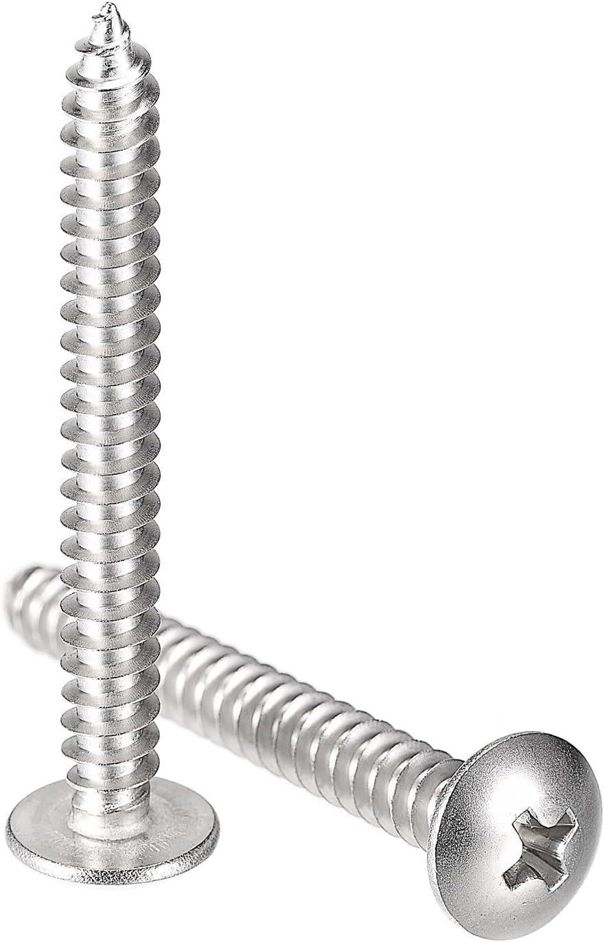 Phillips Head Self Tapping Screws, #12x2" 304 Stainless Steel Wood Sheet Metal Screw 50pcs