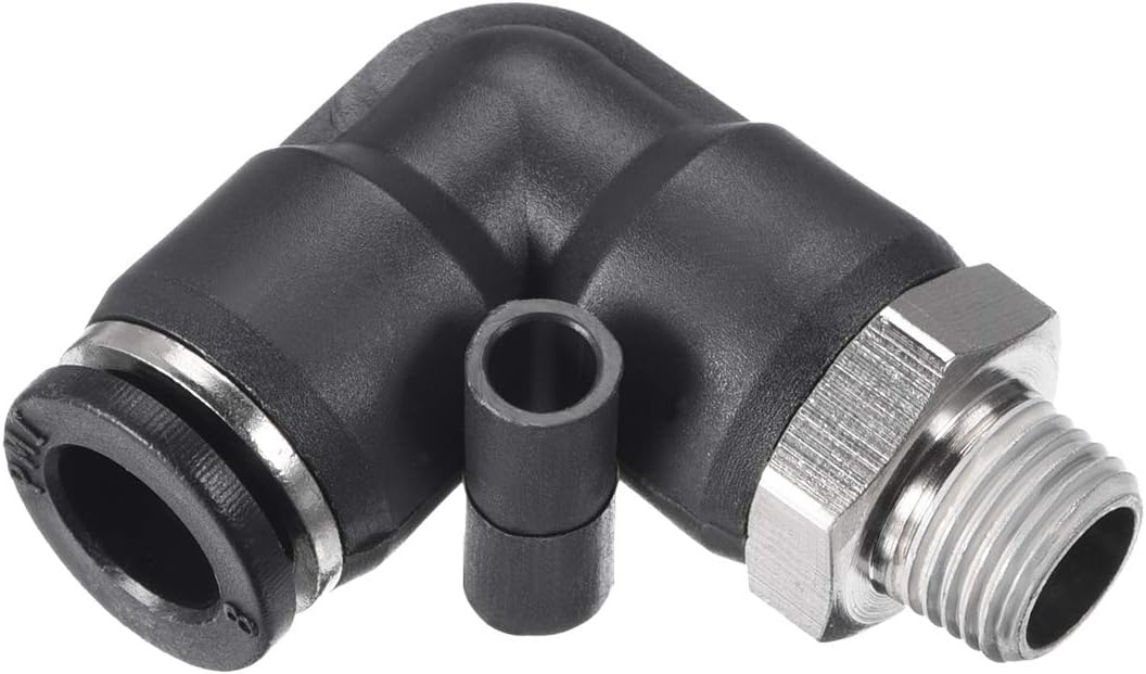 Push to Connect Tube Fitting Male Elbow 8mm Tube OD x G1/8 Thread Pneumatic Air Push Fit Lock Fitting 4pcs