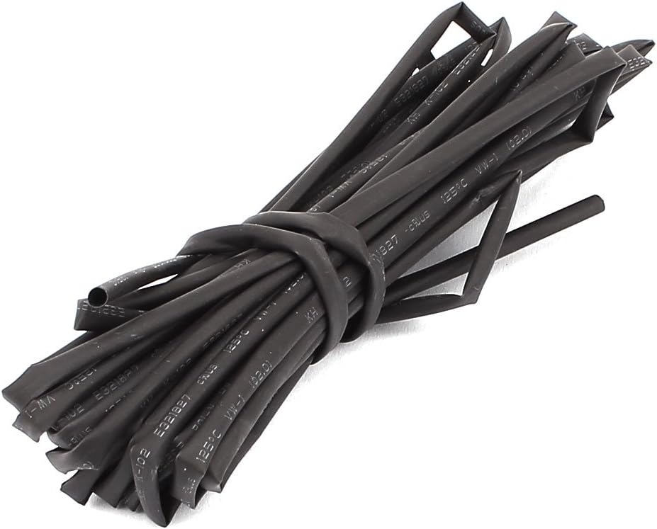 2mm Dia Polyolefin Heat Tubing Shrinkable Tube 5M 16Ft Long Black