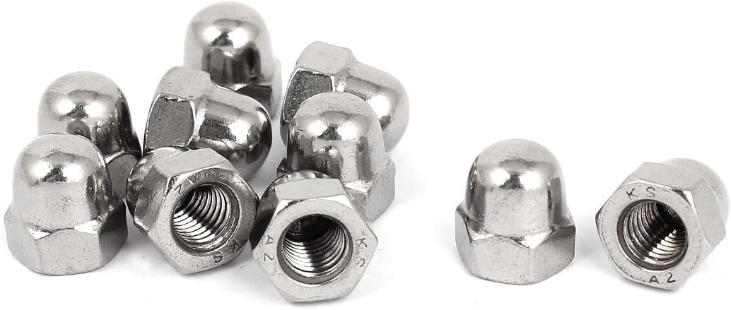 M8 Thread 304 Stainless Steel Dome Head Cap Acorn Hex Nuts 10Pcs