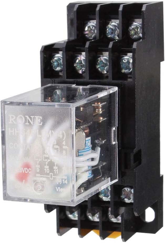 10 Pcs AC 24V Coil 4PDT 35mm DIN Rail Mounting Power Relay HH54PL