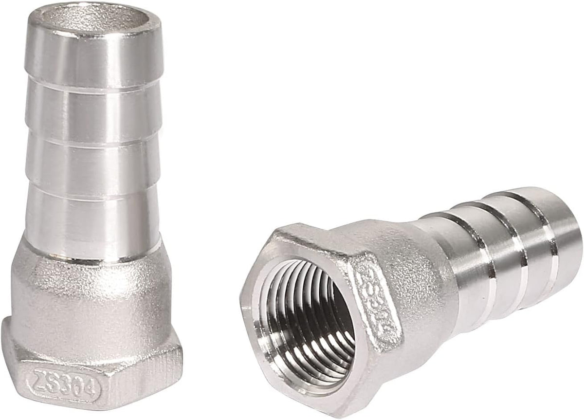 304 Stainless Steel Hose Barb Fitting Coupler, 20mm Barb x G1/2 Female Thread Pipe Adapter