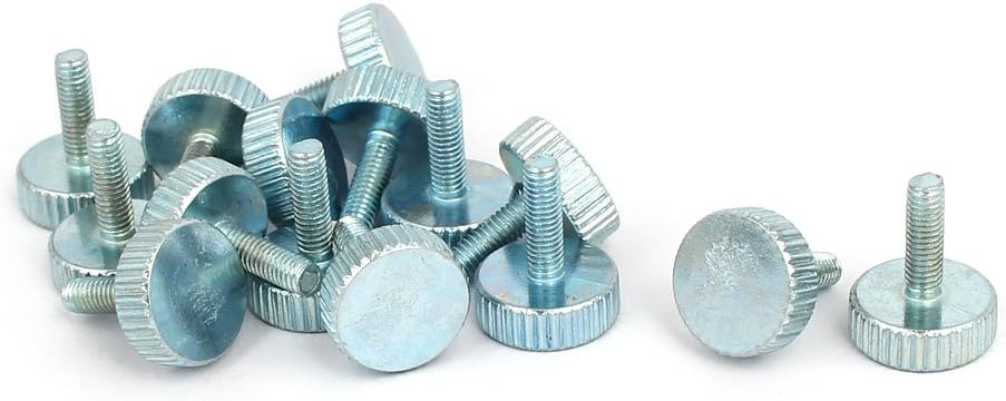 M3x10mm Knurled Head Flat Point Fully Threaded Thumb Screws Fastener 14mm Total Length 15pcs