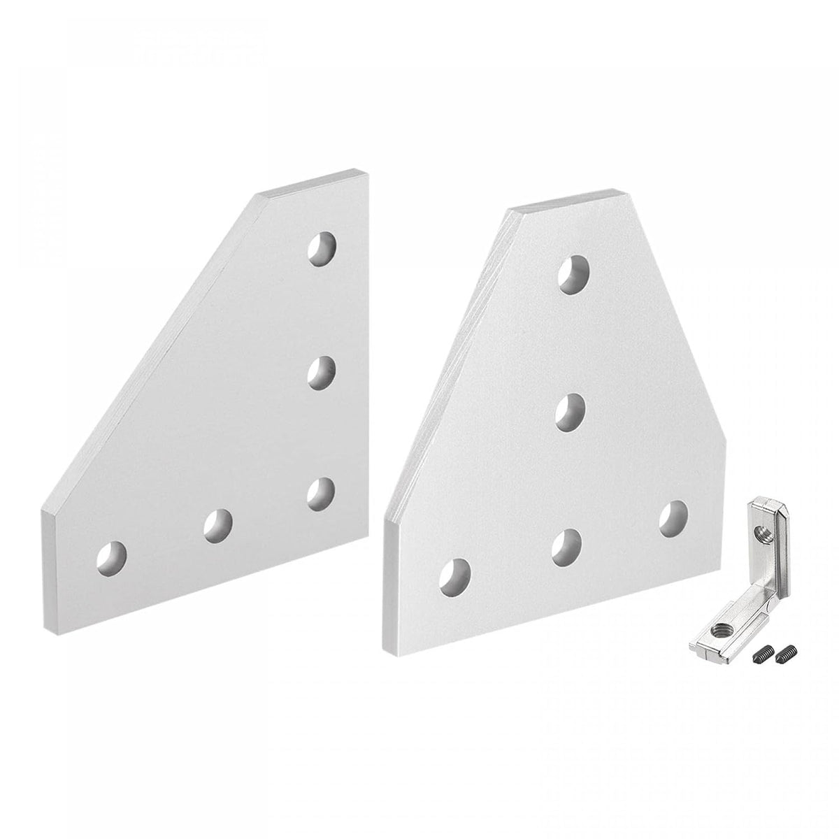 Joining Bracket Set, Corner Connector for 2020 Aluminum Extrusion, 8Pcs 60x60x4mm Outside Plate (L Shape, T Shape), 10Pcs Interior Bracket Slot 6mm