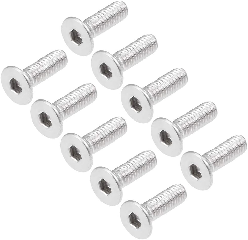 M3x10mm Flat Head Machine Screws Inner Hex Screw 304 Stainless Steel Fasteners Bolts 40Pcs