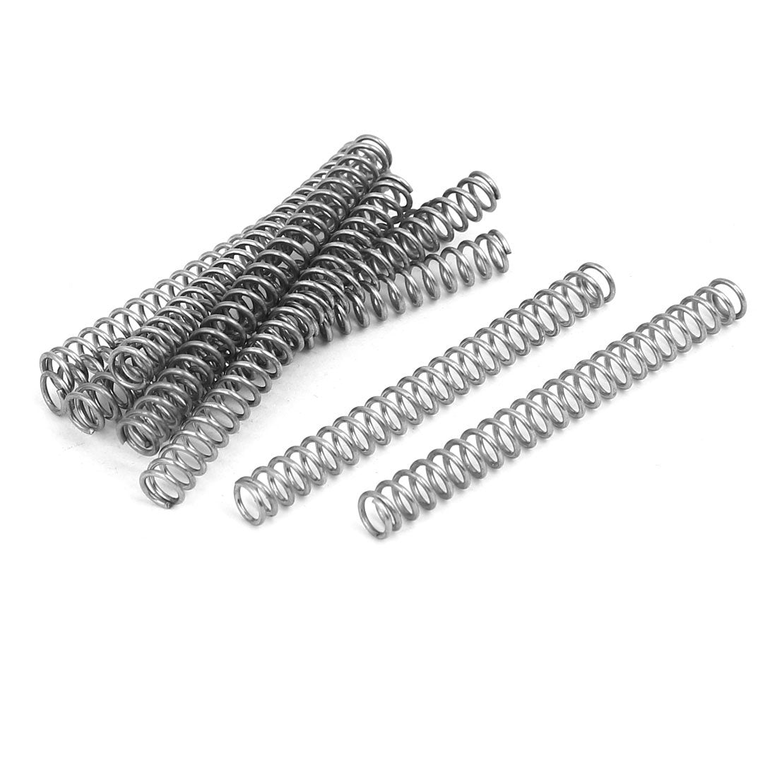 Compression Spring,304 Stainless Steel,5mm OD,0.7mm Wire Size,50mm Free Length,Silver Tone,10Pcs